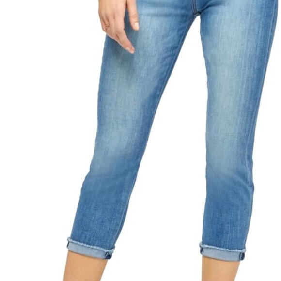 JEN7 by 7 For All Mankind Fray Hem Crop Skinny Jeans in blue wash - Picture 1 of 8
